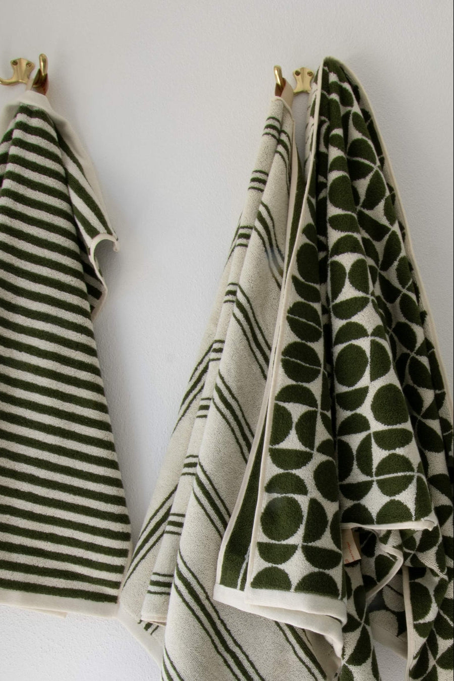 Retro Stripe håndklæde - Alpine Moss/Cream